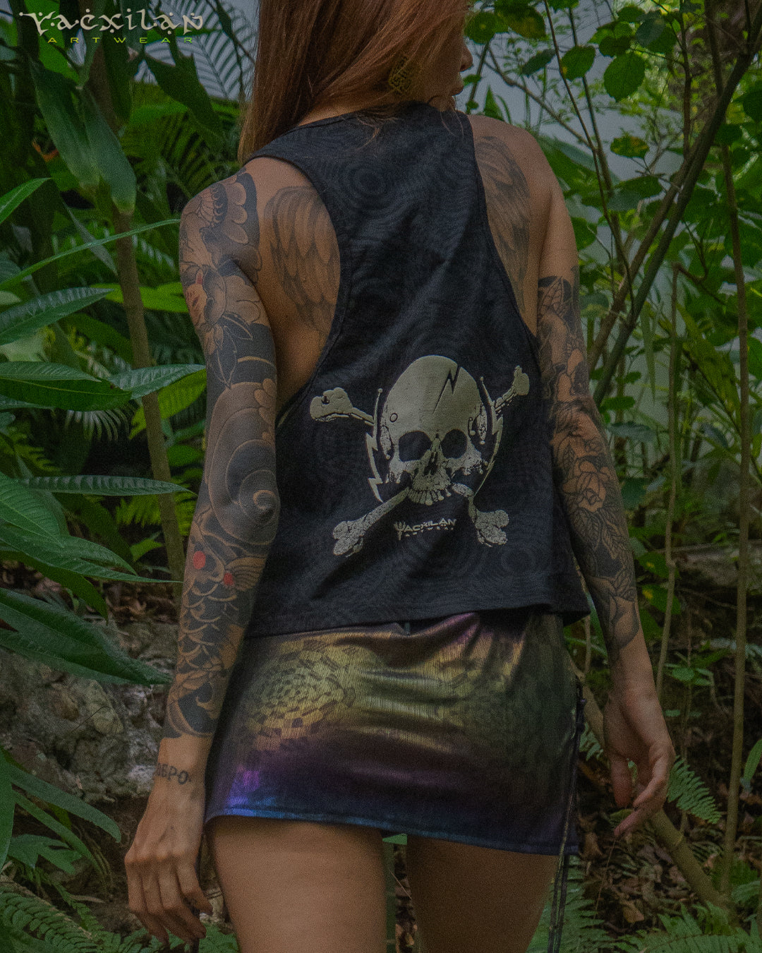 Tank Top Woman / Black Cotton Shinke - WIERD NOISES SHAMANS White